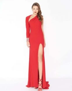 Mac Duggal - 77413R Beaded One Sleeve Asymmetric Sheath Dress 7 Mac Duggal - 77413R Beaded One Sleeve Asymmetric Sheath Dress