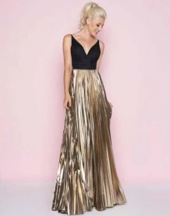 Mac Duggal - 77428L Sleeveless Deep V-neck A-line Dress Formal Gowns