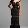 Mac Duggal - 78998 Netted Lace Off Shoulder Sheath Dress Formal Gowns