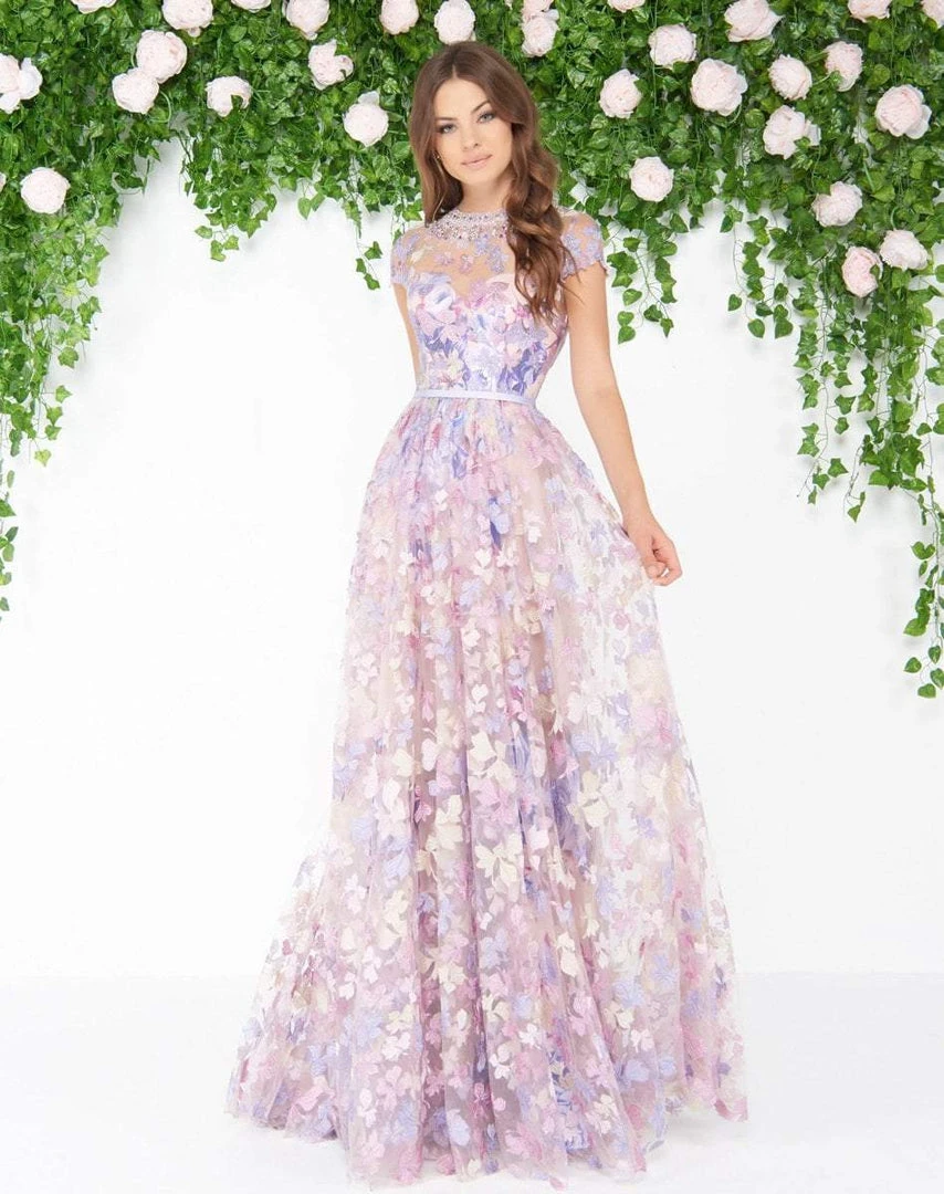 Mac Duggal - 79173D Cap Sleeve Floral Print Lace Gown 3 Mac Duggal - 79173D Cap Sleeve Floral Print Lace Gown