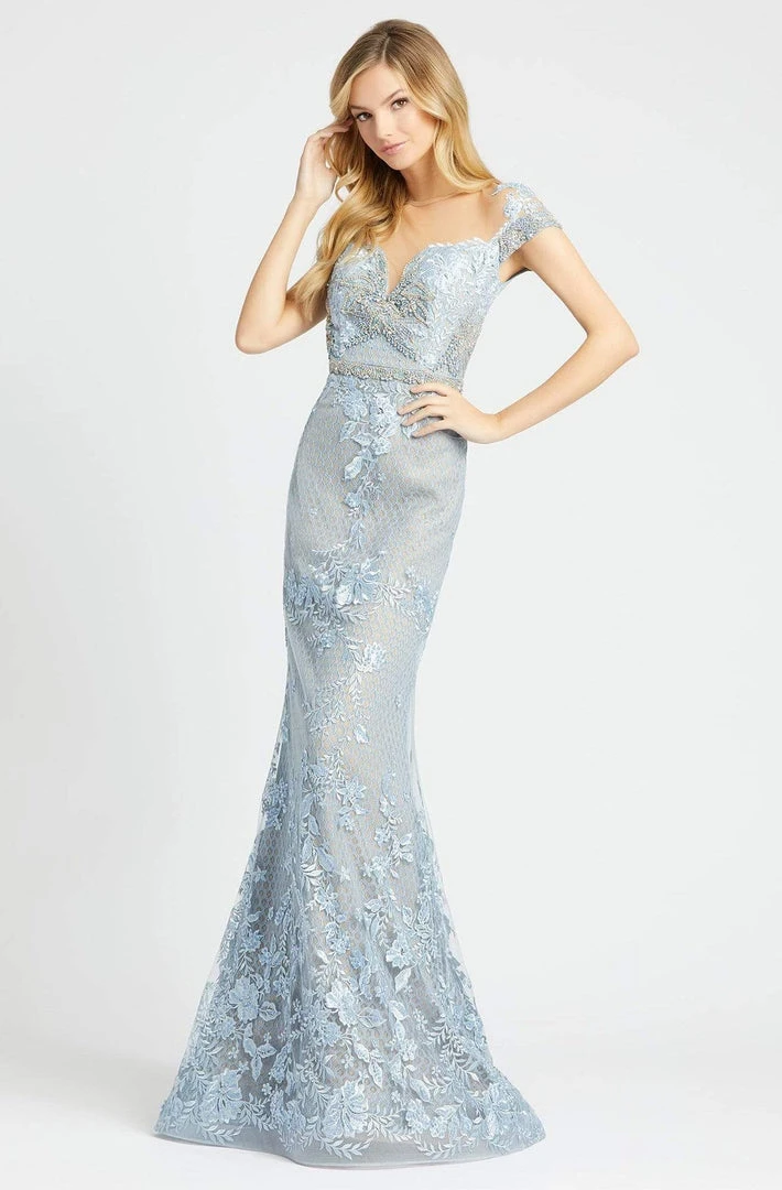 Mac Duggal - 79182D Bead And Lace Embellished Sheath Dress Formal Gowns 8 Mac Duggal - 79182D Bead And Lace Embellished Sheath Dress Formal Gowns