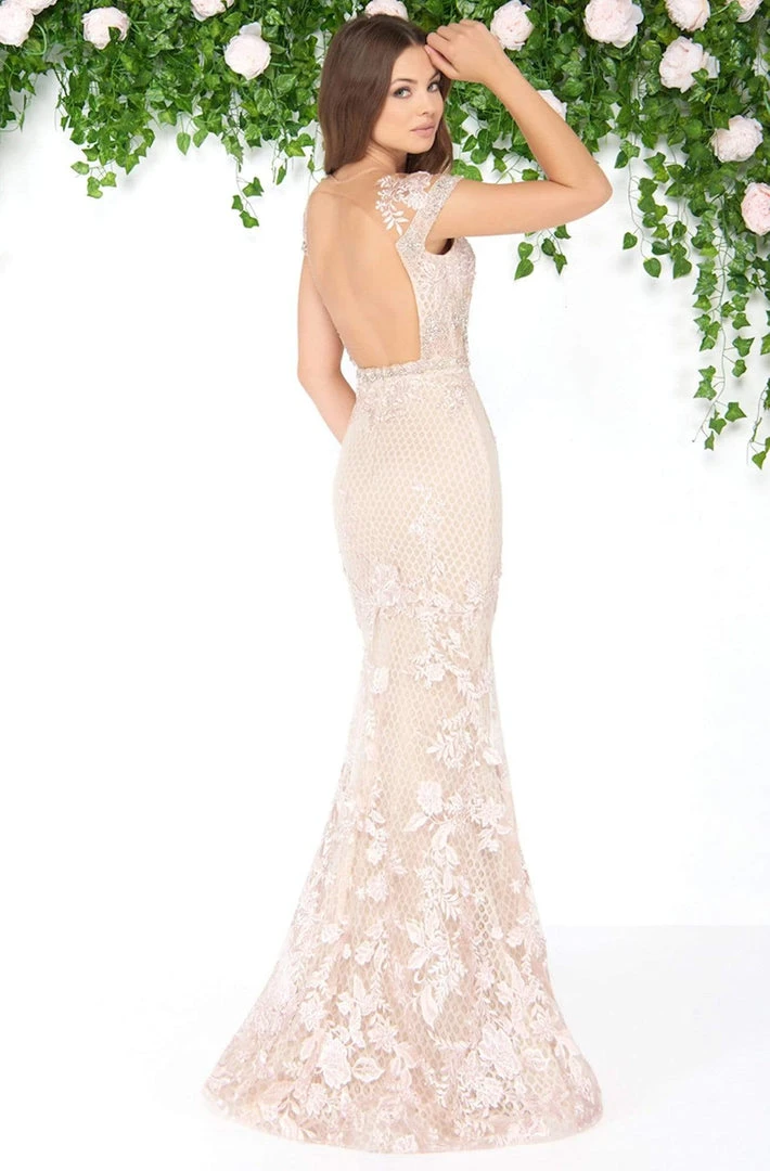 Mac Duggal - 79182D Bead And Lace Embellished Sheath Dress Formal Gowns 5 Mac Duggal - 79182D Bead And Lace Embellished Sheath Dress Formal Gowns