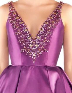 Formal Gowns Mac Duggal Ballgowns - 40903H Embellished Plunging Taffeta Ballgown