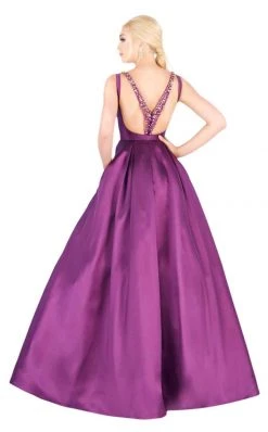 Formal Gowns Mac Duggal Ballgowns - 40903H Embellished Plunging Taffeta Ballgown