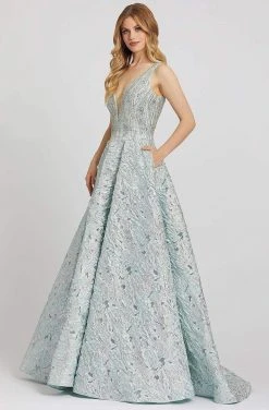 Mac Duggal Ballgowns - 40996H Embellished Plunging V-Neck Ballgown Formal Gowns