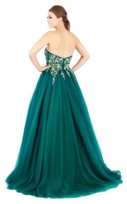 Mac Duggal Ballgowns - 50523H Embroidered Strapless Pleated Ballgown