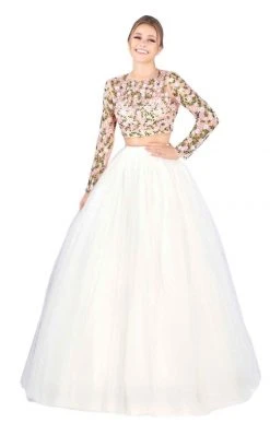 Formal Gowns Mac Duggal Ballgowns - 50526H Two Piece Floral Embroidered Ballgown