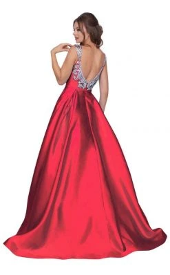 Mac Duggal Ballgowns - 66532H Embellished V-neck Ballgown With Train