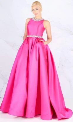 Formal Gowns Mac Duggal Ballgowns - 66728H Jeweled Pleated Ballgown With Train