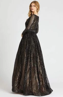 Mac Duggal Ballgowns - 67103H Geometric Sequins Beaded V Neck Ballgown 6 Mac Duggal Ballgowns - 67103H Geometric Sequins Beaded V Neck Ballgown