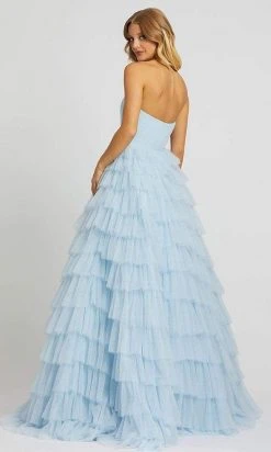 Mac Duggal Ballgowns - 67396H Tiered Skirt Mesh Long Dress
