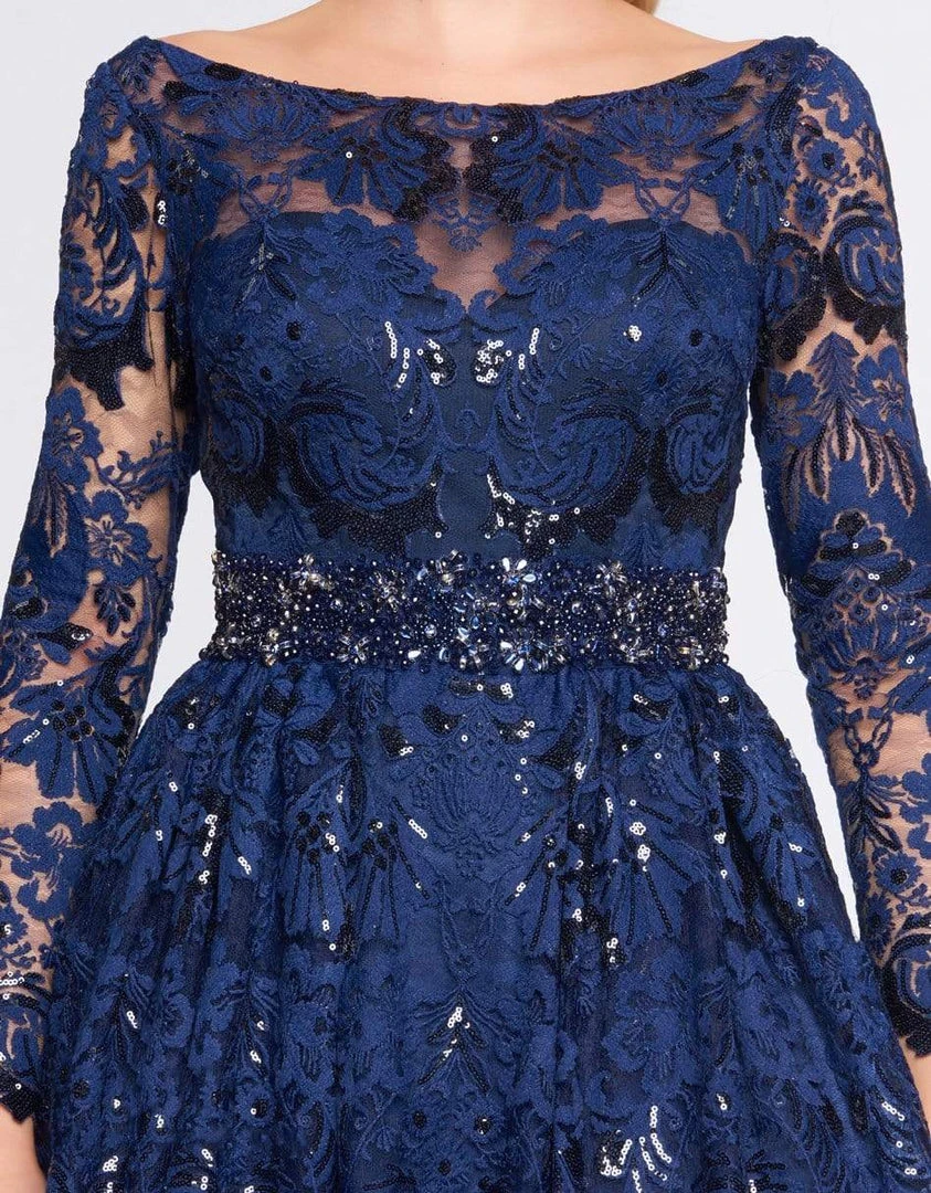 Mac Duggal Ballgowns - 67682H Long Sleeve Sequined Lace Ballgown 5 Mac Duggal Ballgowns - 67682H Long Sleeve Sequined Lace Ballgown