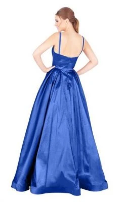Mac Duggal Ballgowns - 77489H Plunging V-neck Pleated Ballgown