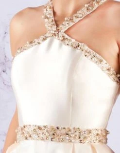 Mac Duggal Ballgowns - 77498H Bedazzled Pleated Ballgown With Train