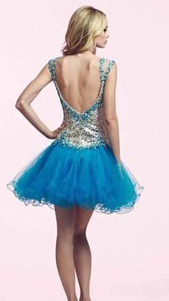 Cocktail Dresses Mac Duggal Beaded A Line Cocktail Dress In Turquoise 82095N