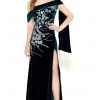 Mac Duggal Black White Red - 12186R Jeweled Asymmetric Velvet Dress Formal Gowns