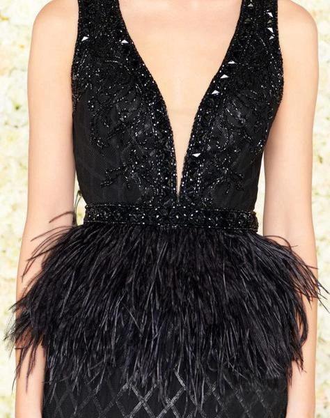 Mac Duggal Black White Red - 30579R Embellished V-neck Mermaid Dress Formal Gowns 5 Mac Duggal Black White Red - 30579R Embellished V-neck Mermaid Dress Formal Gowns