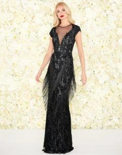 Mac Duggal Black White Red - 4898R Embellished Illusion Jewel Dress Formal Gowns 8 Mac Duggal Black White Red - 4898R Embellished Illusion Jewel Dress Formal Gowns