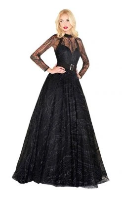 Formal Gowns Mac Duggal Black White Red - 50579R Beaded Lace Appliqued Ballgown
