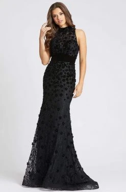 Mac Duggal Black White Red - 66589R Stone Embellished Trumpet Dress Formal Gowns