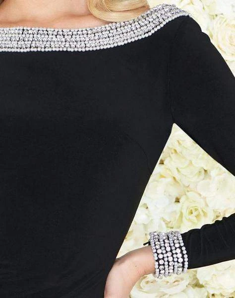 Mac Duggal Black White Red - 66916R Bejeweled Bateau Jersey Dress Formal Gowns 5 Mac Duggal Black White Red - 66916R Bejeweled Bateau Jersey Dress Formal Gowns