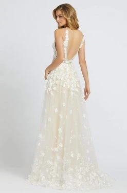 Mac Duggal Couture - 12145D Floral Applique V-neck A-line Dress