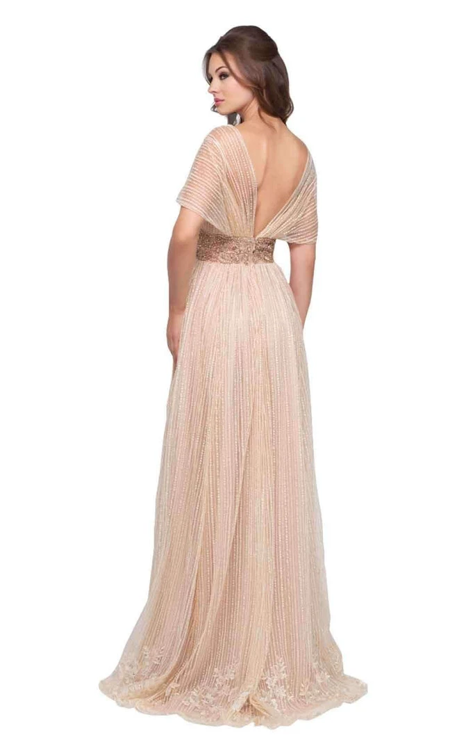 Formal Gowns Mac Duggal Couture - 12174D Beaded V-neck A-line Dress With Train 5 Formal Gowns Mac Duggal Couture - 12174D Beaded V-neck A-line Dress With Train