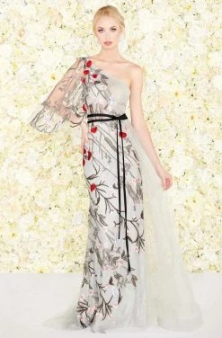 Formal Gowns Mac Duggal Couture - 20124D Embroidered Lace Trumpet Dress With Train