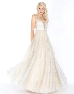 Mac Duggal - Deep V-neck Shimmering Ballgown 77402M Formal Gowns 8 Mac Duggal - Deep V-neck Shimmering Ballgown 77402M Formal Gowns