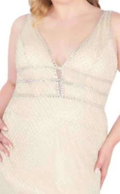 Mac Duggal Fabulouss - 4850F Beaded Plunging V-neck Sheath Dress