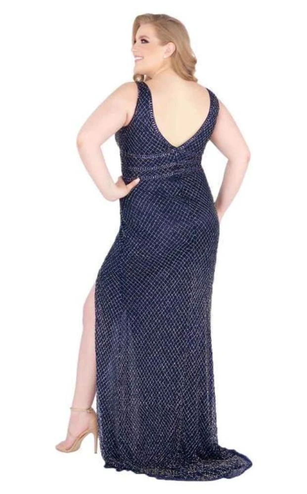 Mac Duggal Fabulouss - 4850F Beaded Plunging V-neck Sheath Dress 8 Mac Duggal Fabulouss - 4850F Beaded Plunging V-neck Sheath Dress