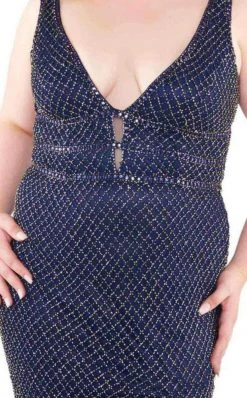 Mac Duggal Fabulouss - 4850F Beaded Plunging V-neck Sheath Dress 12 Mac Duggal Fabulouss - 4850F Beaded Plunging V-neck Sheath Dress