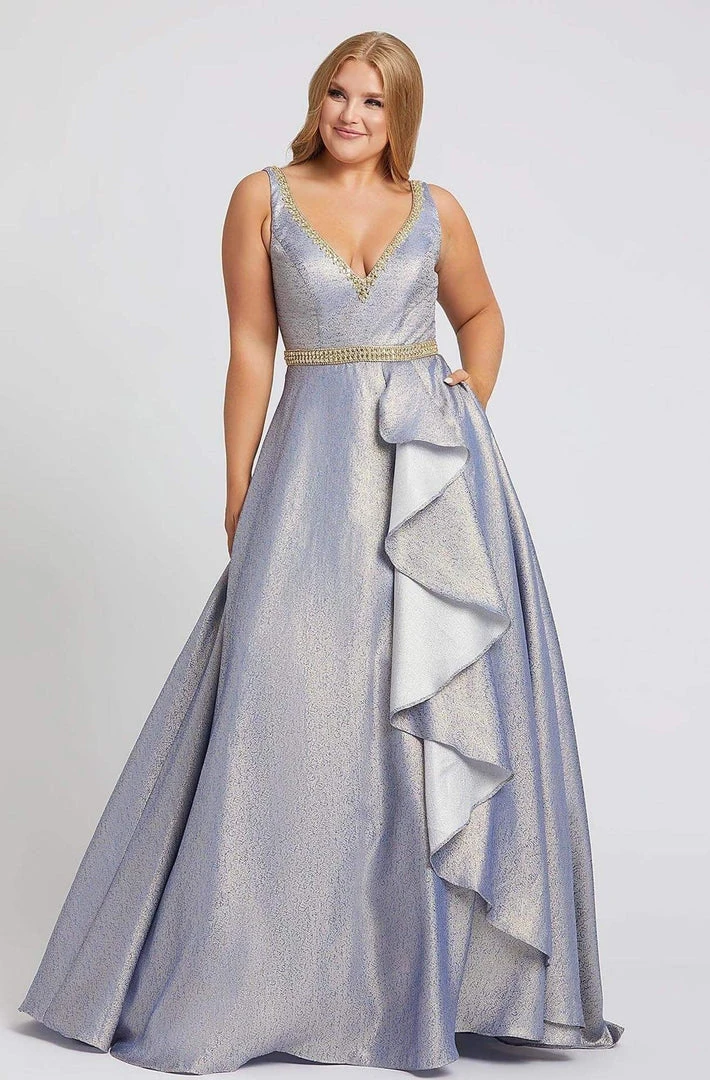 Formal Gowns Mac Duggal Fabulouss - 48978F V-Neck Ruffled A-line Dress 3 Formal Gowns Mac Duggal Fabulouss - 48978F V-Neck Ruffled A-line Dress