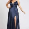 Mac Duggal Fabulouss - 49044F Deep V-neck Sheath Dress With Slit Formal Gowns 2 Mac Duggal Fabulouss - 49044F Deep V-neck Sheath Dress With Slit Formal Gowns