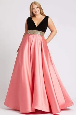 Mac Duggal Fabulouss - 66787F Embellished V-neck Ballgown With Train Formal Gowns