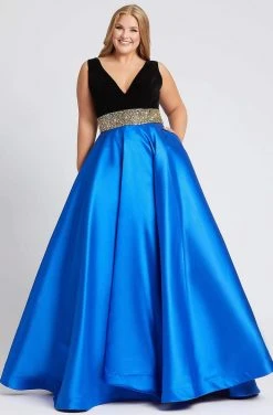 Mac Duggal Fabulouss - 66787F Embellished V-neck Ballgown With Train Formal Gowns