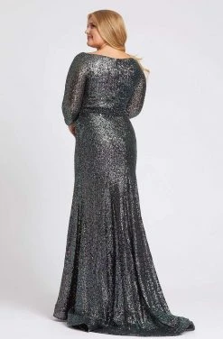Formal Gowns Mac Duggal Fabulouss - 67246F Shimmering Long Sleeves Trumpet Dress