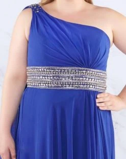 Mac Duggal Fabulouss - 77371F Beaded One Shoulder Chiffon A-line Dress