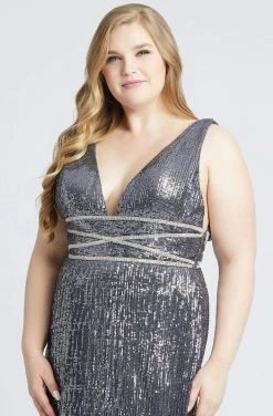 Mac Duggal Fabulouss - 77558F Sequined Plunging V-Neck Sheath Gown 8 Mac Duggal Fabulouss - 77558F Sequined Plunging V-Neck Sheath Gown