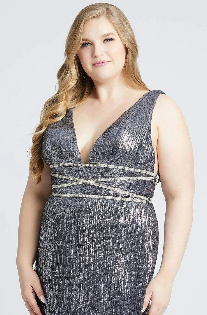 Mac Duggal Fabulouss - 77558F Sequined Plunging V-Neck Sheath Gown 5 Mac Duggal Fabulouss - 77558F Sequined Plunging V-Neck Sheath Gown