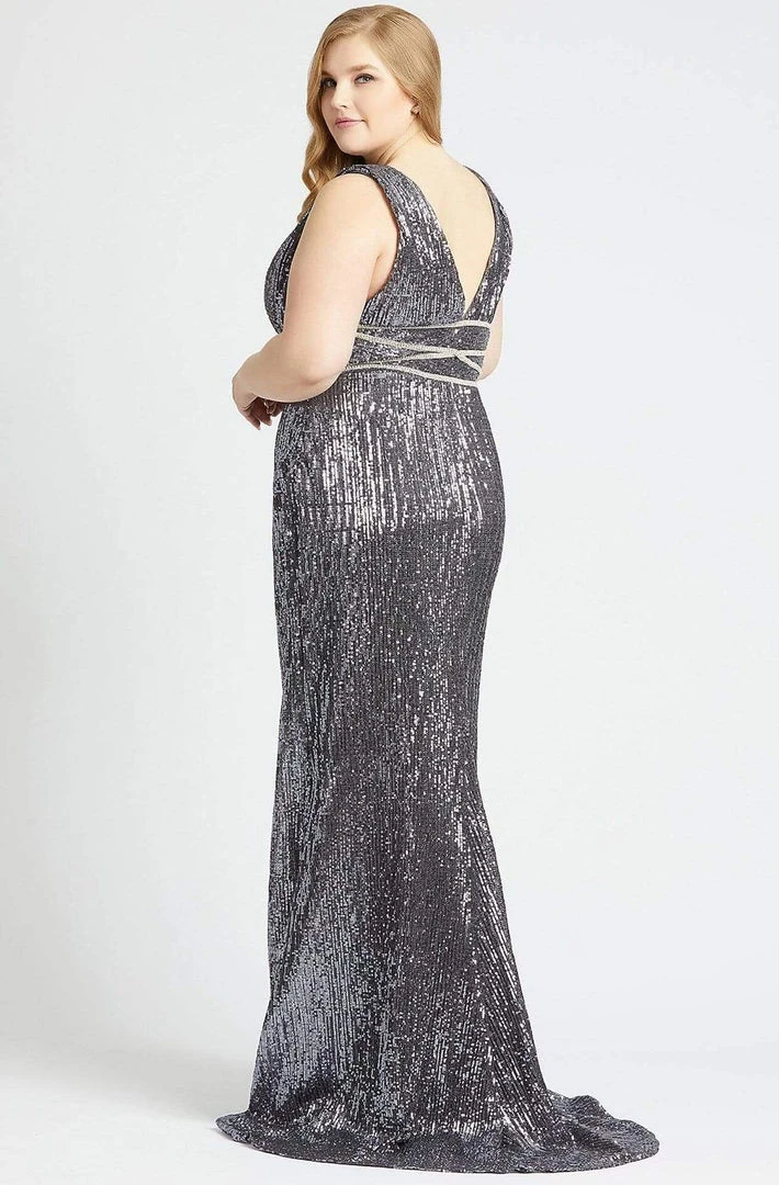 Mac Duggal Fabulouss - 77558F Sequined Plunging V-Neck Sheath Gown 4 Mac Duggal Fabulouss - 77558F Sequined Plunging V-Neck Sheath Gown