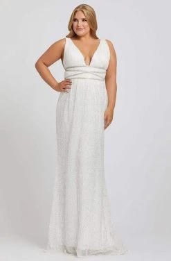 Mac Duggal Fabulouss - 77558F Sequined Plunging V-Neck Sheath Gown 9 Mac Duggal Fabulouss - 77558F Sequined Plunging V-Neck Sheath Gown