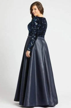 Mac Duggal Fabulouss - 77565F Sequined Plunging Long Sleeves Gown Formal Gowns