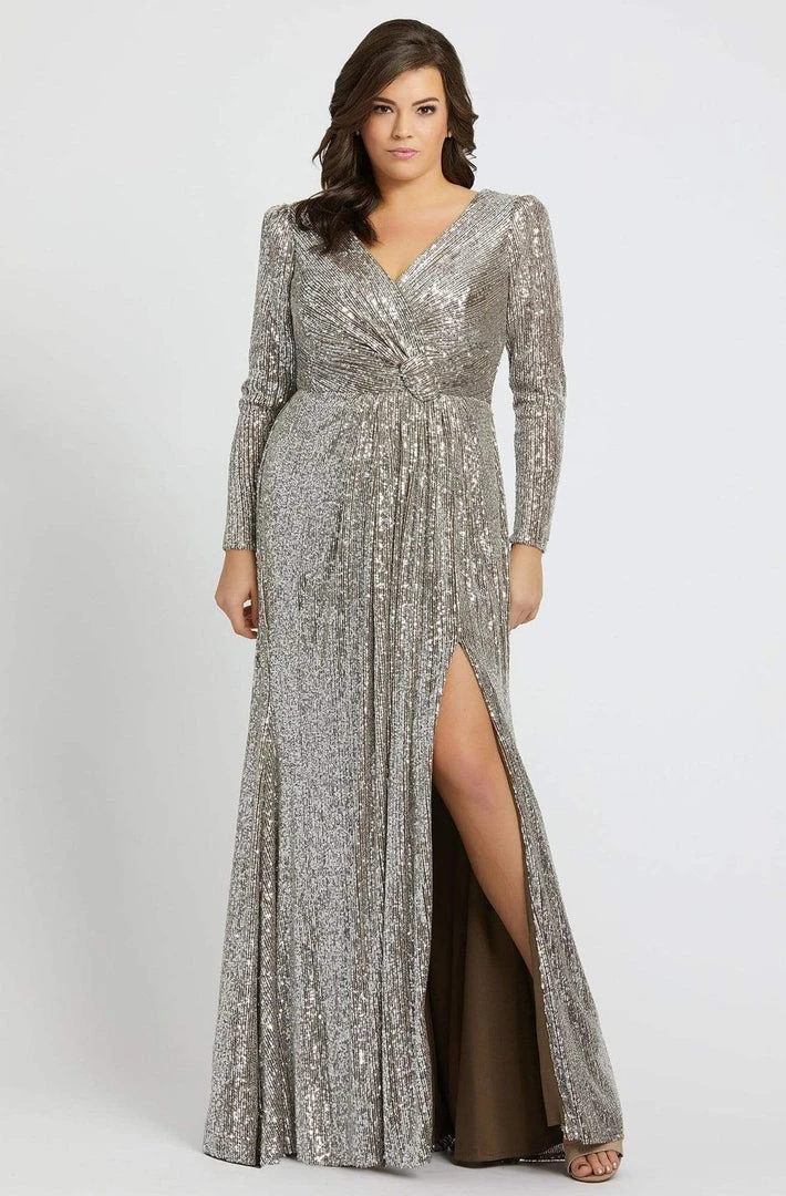 Formal Gowns Mac Duggal Fabulouss - 77676F Sequined Long Sleeves Slit Gown 3 Formal Gowns Mac Duggal Fabulouss - 77676F Sequined Long Sleeves Slit Gown
