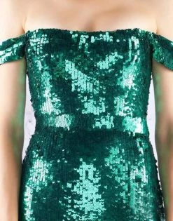 Formal Gowns Mac Duggal Flash - 4822L Off-Shoulder Sequined Gown With Slit