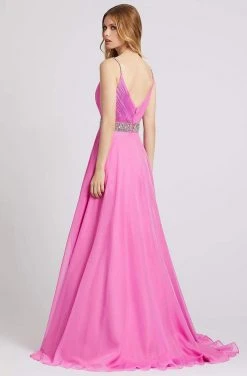 Formal Gowns Mac Duggal Flash - 48896L Ruched Plunging V-Neck Gown With Slit