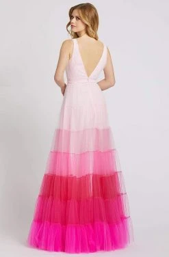 Mac Duggal Flash - 49065L Ruched Plunging V-Neck A-Line Gown Formal Gowns