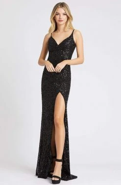 Formal Gowns Mac Duggal Flash - 5064L Full Sequin V Neck Sleeveless Fitted Gown