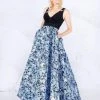 Mac Duggal Flash - 55226L Two Tone Beaded And Printed Ballgown
