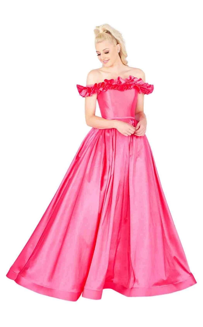 Formal Gowns Mac Duggal Flash - 66723L Sleek Ruffle-Paneled Off Shoulder Ballgown 3 Formal Gowns Mac Duggal Flash - 66723L Sleek Ruffle-Paneled Off Shoulder Ballgown
